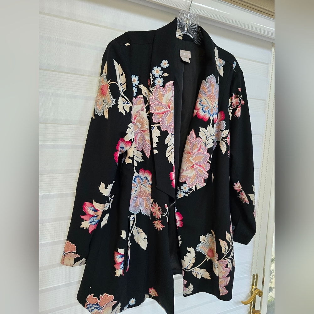 Floral Open Blazer Women's Jacket - Picture 3 of 5